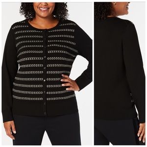 2X 3X Charter Club Metallic Chevron Cardigan Plus